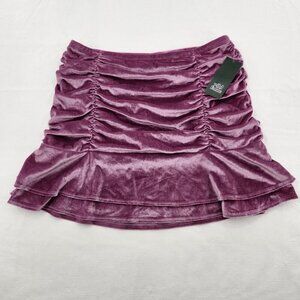 Wild Fable  Womens Ruched Velour Mini Skirt Purple Size Medium